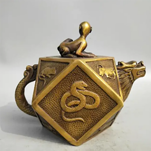 Collection archaize brass twelve zodiac teapot craft statue