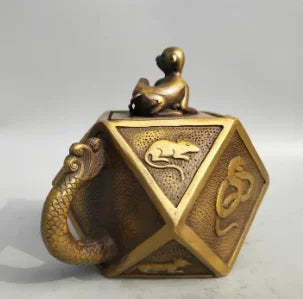 Collection archaize brass twelve zodiac teapot craft statue