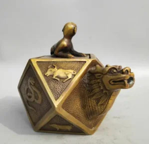 Collection archaize brass twelve zodiac teapot craft statue
