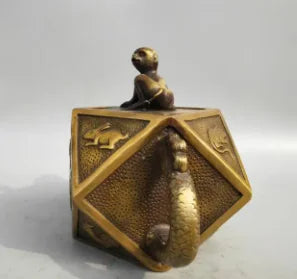 Collection archaize brass twelve zodiac teapot craft statue