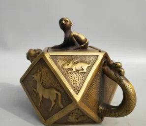 Collection archaize brass twelve zodiac teapot craft statue
