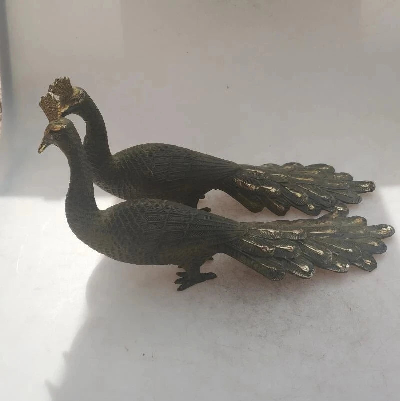 Collection chinese Handmade old bronze Gilt Peacock statue, Home Decoration antique sculpture