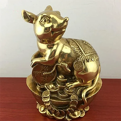 Collection fine workmanship brass Wealth mice crafts statue