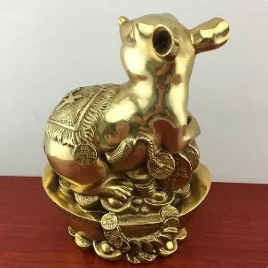 Collection fine workmanship brass Wealth mice crafts statue