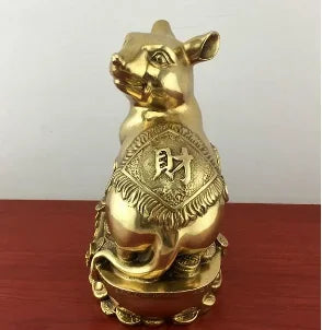 Collection fine workmanship brass Wealth mice crafts statue