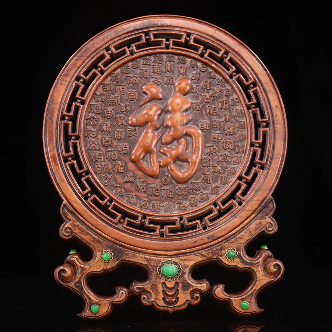 Collection of boxwood hand-carved Baifu map interstitial