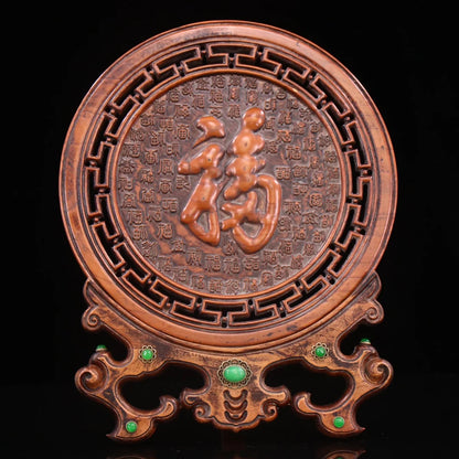 Collection of boxwood hand-carved Baifu map interstitial