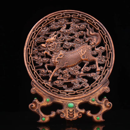 Collection of boxwood hand-carved auspicious kylin interstitial