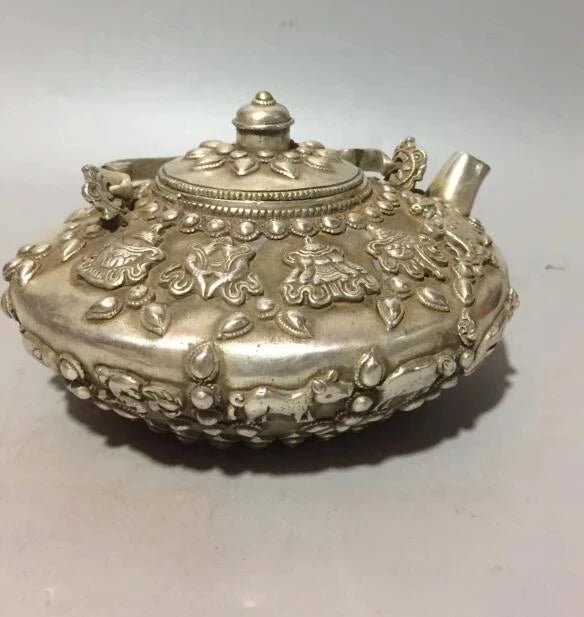 Collection white copper twelve chinese zodiac signs teapot crafts