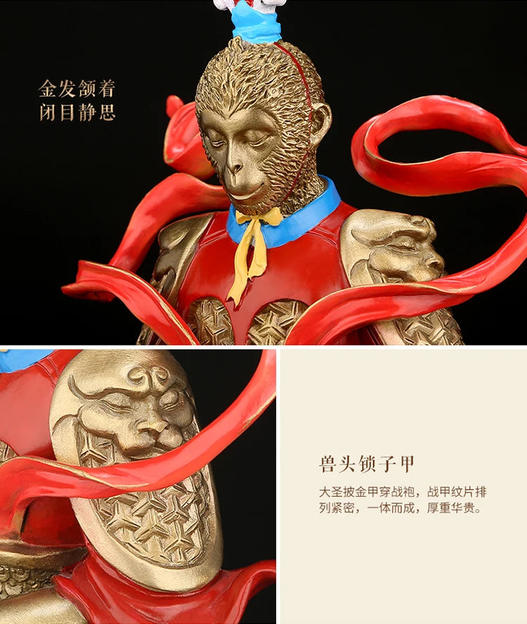 Collector Edition--TOP business OFFICE home efficacious Talisman House Protection GOLD God of WAR FENG SHUI Brass statue