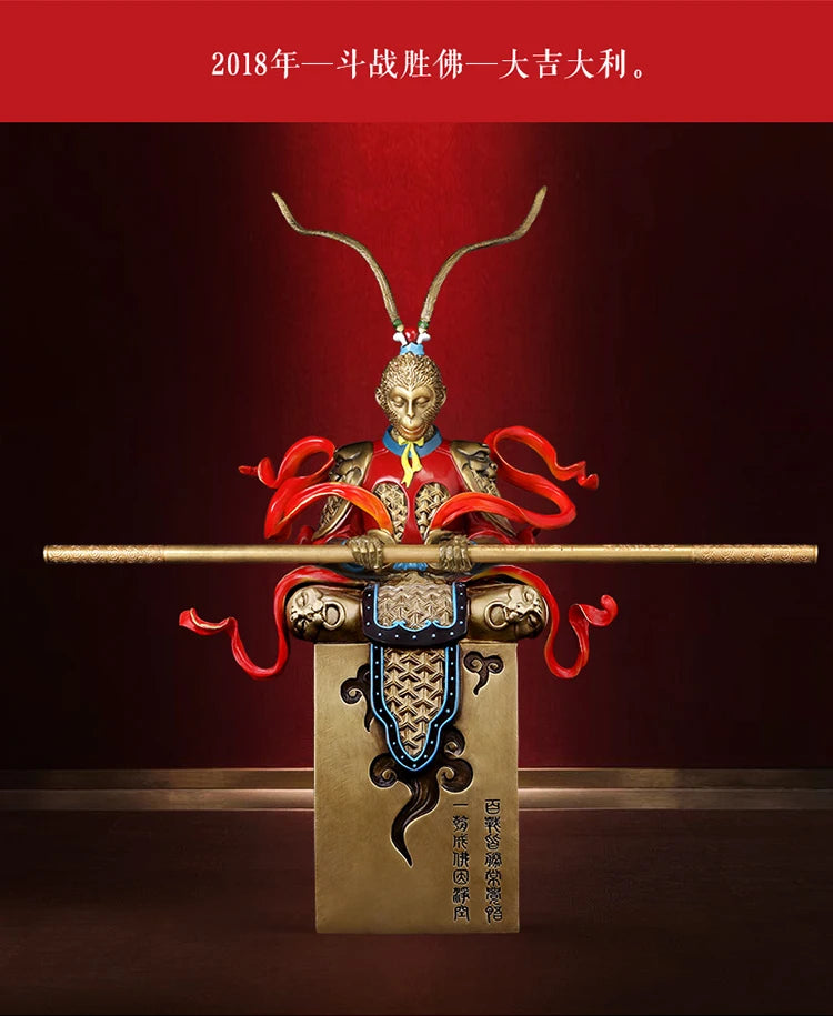 Collector Edition--TOP business OFFICE home efficacious Talisman House Protection GOLD God of WAR FENG SHUI Brass statue