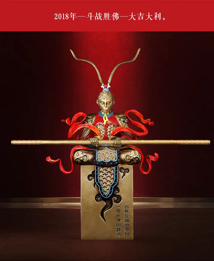 Collector Edition--TOP business OFFICE home efficacious Talisman House Protection GOLD God of WAR FENG SHUI Brass statue