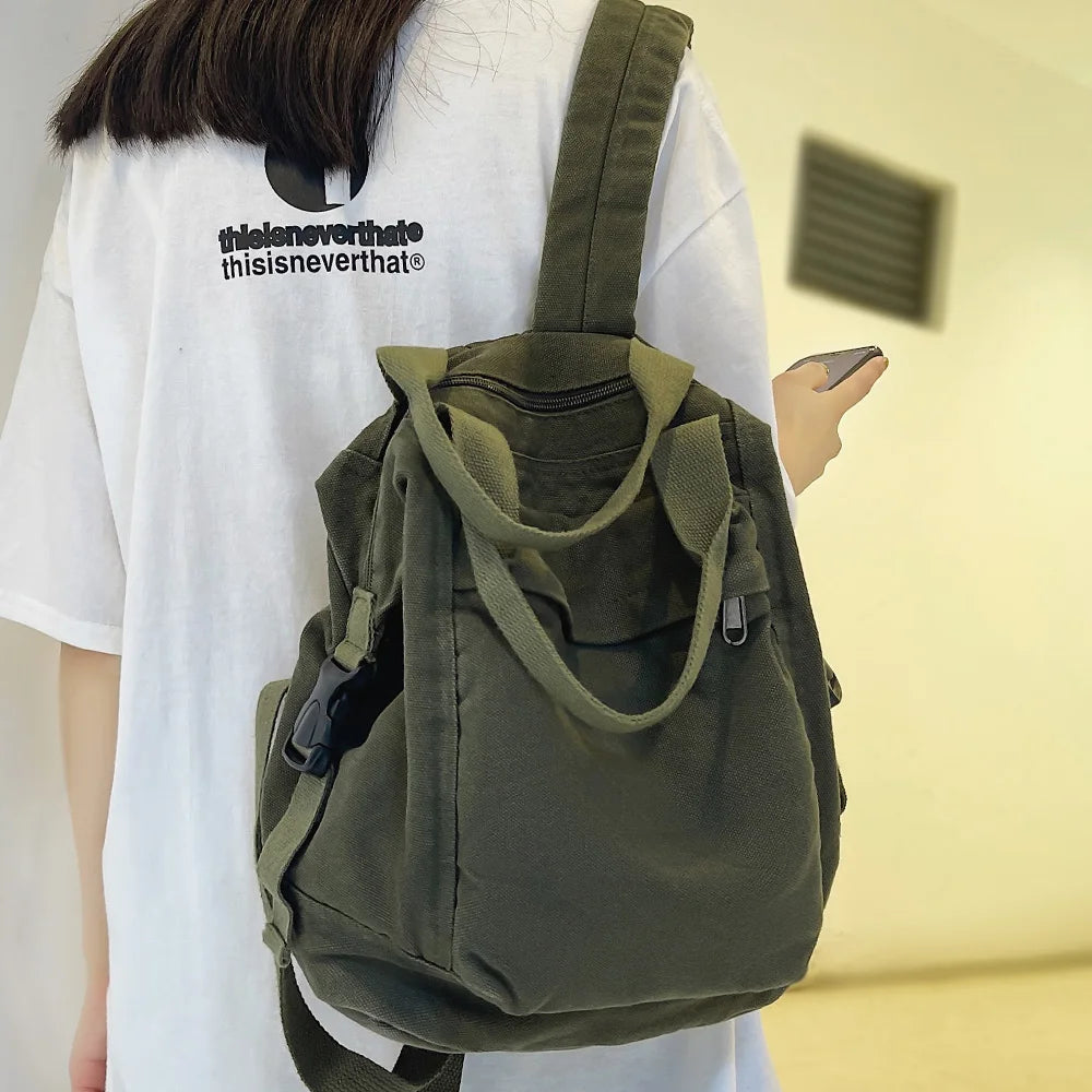 College Backpack Ladies Harajuku Cute Retro Canvas Bag Female Laptop Fashion Girl Fabric Student Backpack Women Travel Teen Bags