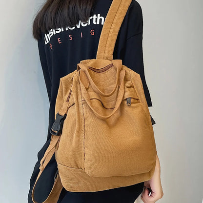 College Backpack Ladies Harajuku Cute Retro Canvas Bag Female Laptop Fashion Girl Fabric Student Backpack Women Travel Teen Bags