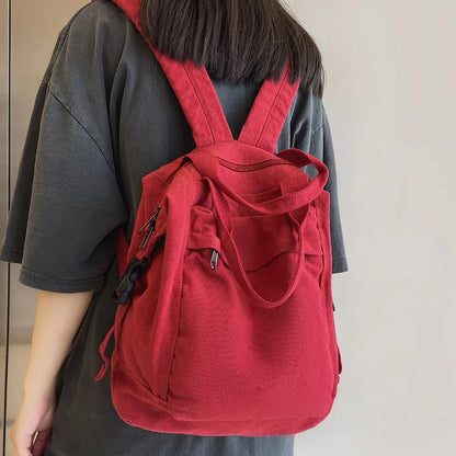 College Backpack Ladies Harajuku Cute Retro Canvas Bag Female Laptop Fashion Girl Fabric Student Backpack Women Travel Teen Bags