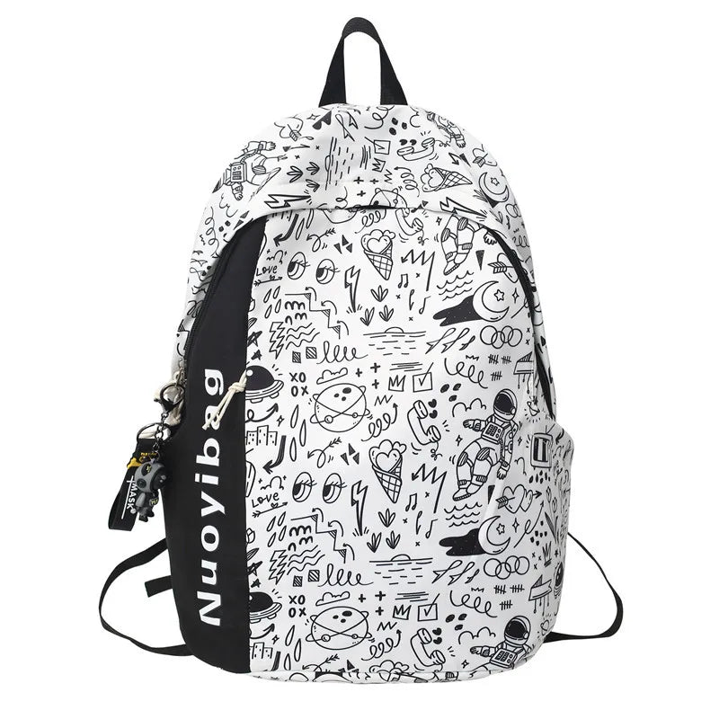 College Girls Laptop Backpacks Ins Japanese Women Men Large Travel Bags Fashion Doodle Student Backpacks for Teen Boy School Bag