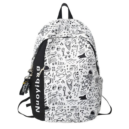 College Girls Laptop Backpacks Ins Japanese Women Men Large Travel Bags Fashion Doodle Student Backpacks for Teen Boy School Bag