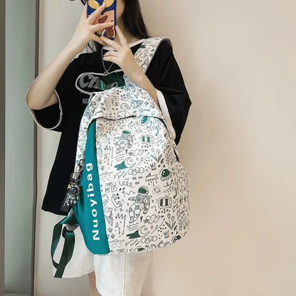 College Girls Laptop Backpacks Ins Japanese Women Men Large Travel Bags Fashion Doodle Student Backpacks for Teen Boy School Bag