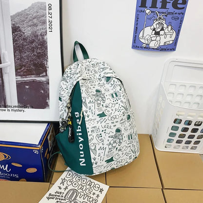 College Girls Laptop Backpacks Ins Japanese Women Men Large Travel Bags Fashion Doodle Student Backpacks for Teen Boy School Bag
