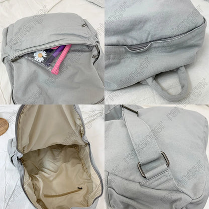College Student Vintage Women Backpack Canvas Female Laptop Bag Travel Kawaii Ladies Backpack Girl Fabric School Bag New Fashion