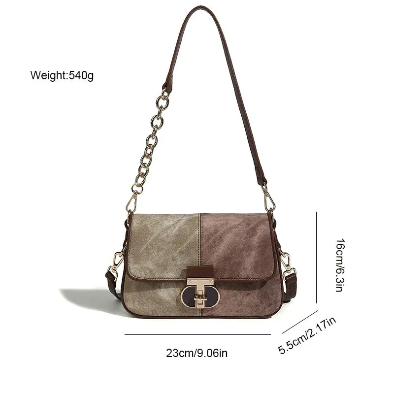 Color Block Shoulder Commuting High-Quality 2024 Large Capacity Versatile Niche Design Crossbody Women's Bag