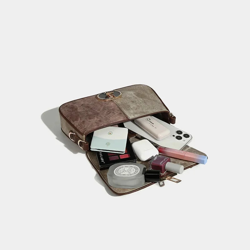 Color Block Shoulder Commuting High-Quality 2024 Large Capacity Versatile Niche Design Crossbody Women's Bag