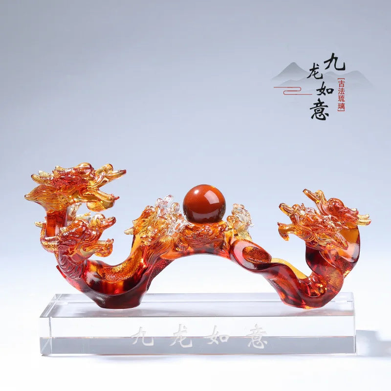 Colored Glass  Nine Dragons Ruyi Ornament A Kind Of Mascot Jade Charm
