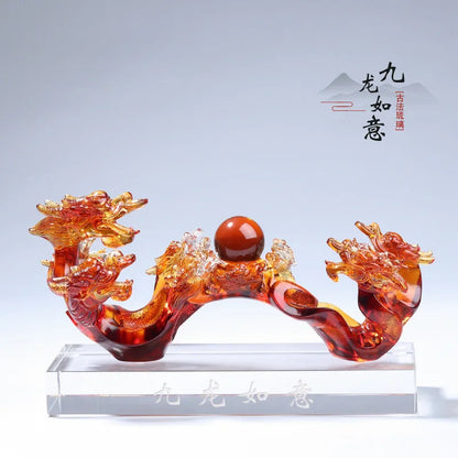 Colored Glass  Nine Dragons Ruyi Ornament A Kind Of Mascot Jade Charm