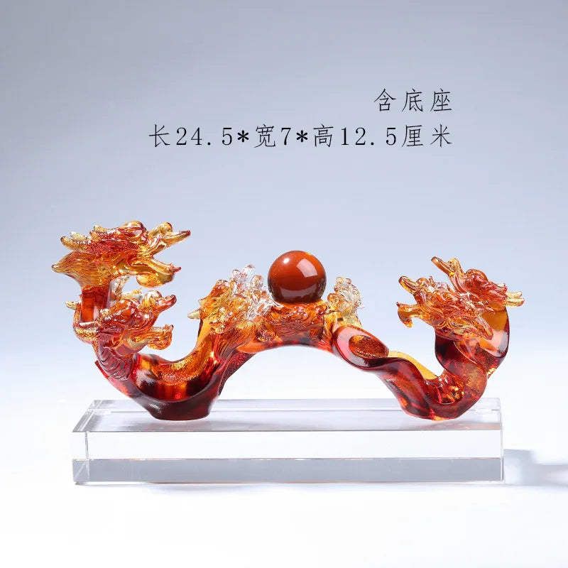 Colored Glass  Nine Dragons Ruyi Ornament A Kind Of Mascot Jade Charm