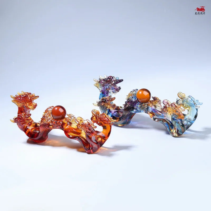 Colored Glass  Nine Dragons Ruyi Ornament A Kind Of Mascot Jade Charm