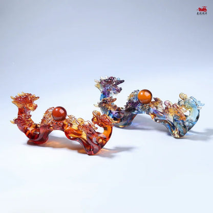 Colored Glass  Nine Dragons Ruyi Ornament A Kind Of Mascot Jade Charm