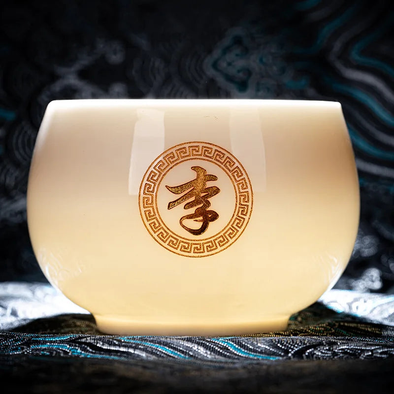 Colored Glaze Master Tea Cup Ade Porcelain Tea Cup Chinese Kungfu Teacups Tea Set Lettering Customization