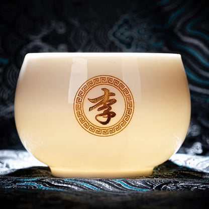 Colored Glaze Master Tea Cup Ade Porcelain Tea Cup Chinese Kungfu Teacups Tea Set Lettering Customization
