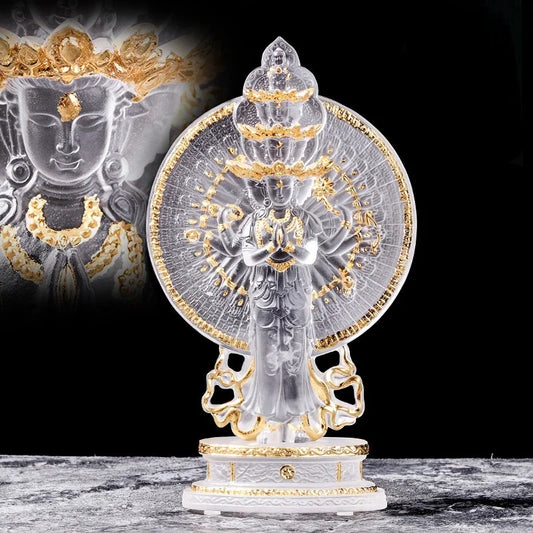 Colored Glaze Thousand-Hand Guanyin Buddha Statue Avalokitesvara Bodhisattva Thousand Hands and Thousand Eyes Decorations home