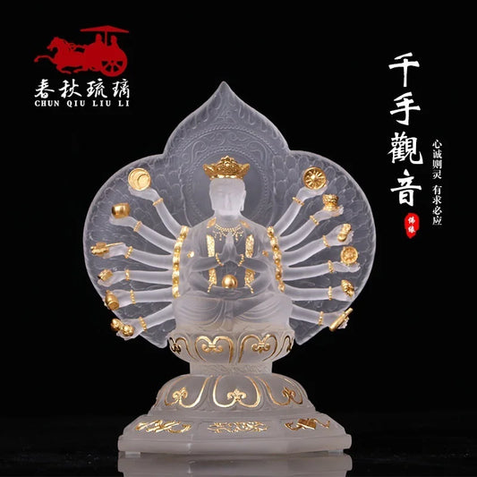 Colored Glaze Thousand-Hand Guanyin Buddha Statue Temple Buddha Hall Home worship Handicraft decoration gifts