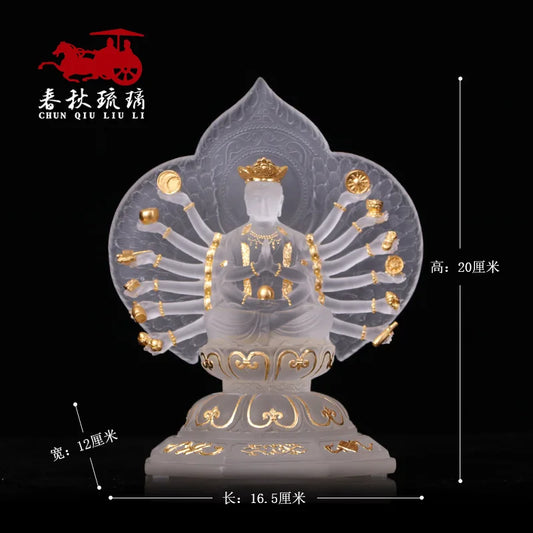 Colored Glaze Thousand-Hand Guanyin Buddha Statue Temple Buddha Hall Home worship Handicraft decoration gifts