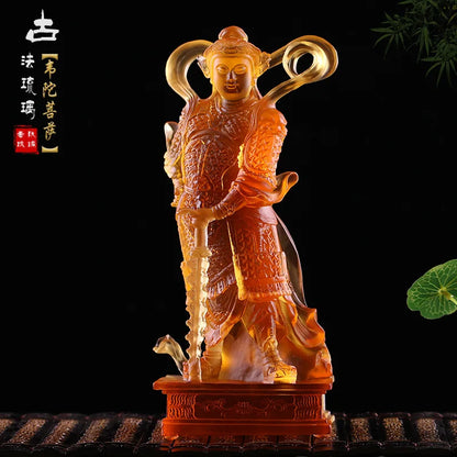 Colored glaze Buddha is responsive WEITUO JIALAN  Bodhisattva colored glaze guarding the left and right sides