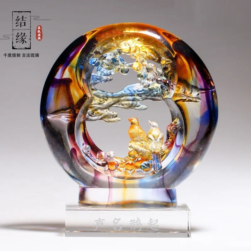 Colored glaze crafts Magpie ornaments Happiness appears in one's face Girlfriend love gift souvenir