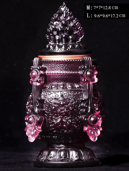 Colored glaze eight auspicious wishful auspicious vase longevity mani bottle Tibetan Buddhist practice instruments Buddhist alta