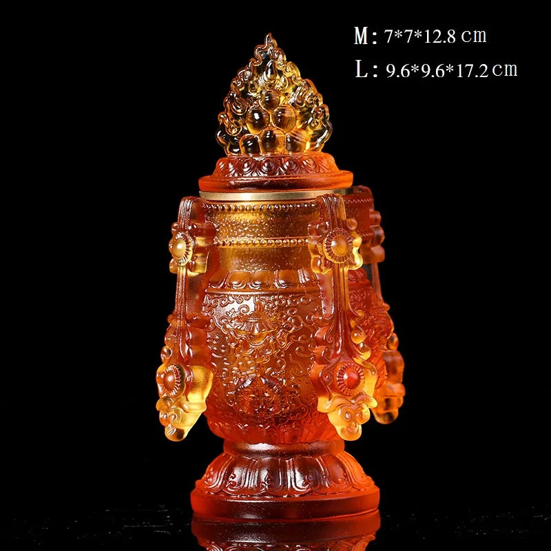 Colored glaze eight auspicious wishful auspicious vase longevity mani bottle Tibetan Buddhist practice instruments Buddhist alta