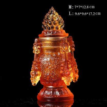 Colored glaze eight auspicious wishful auspicious vase longevity mani bottle Tibetan Buddhist practice instruments Buddhist alta