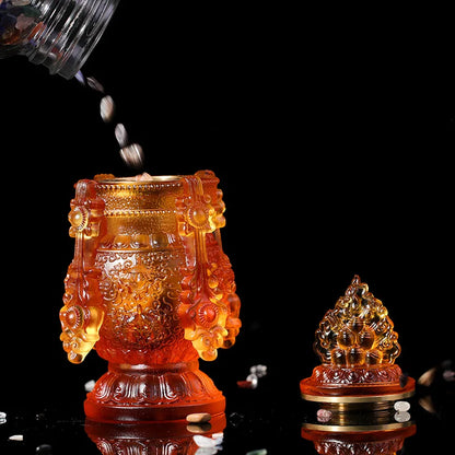 Colored glaze eight auspicious wishful auspicious vase longevity mani bottle Tibetan Buddhist practice instruments Buddhist alta