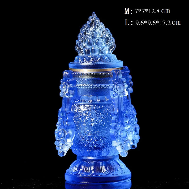 Colored glaze eight auspicious wishful auspicious vase longevity mani bottle Tibetan Buddhist practice instruments Buddhist alta