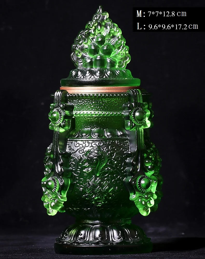 Colored glaze eight auspicious wishful auspicious vase longevity mani bottle Tibetan Buddhist practice instruments Buddhist alta