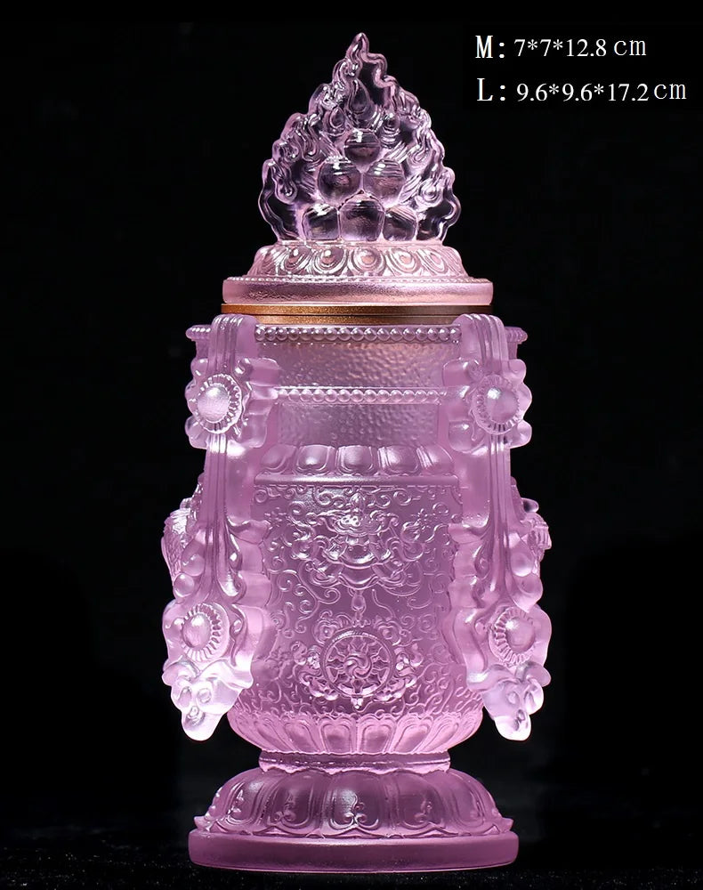 Colored glaze eight auspicious wishful auspicious vase longevity mani bottle Tibetan Buddhist practice instruments Buddhist alta