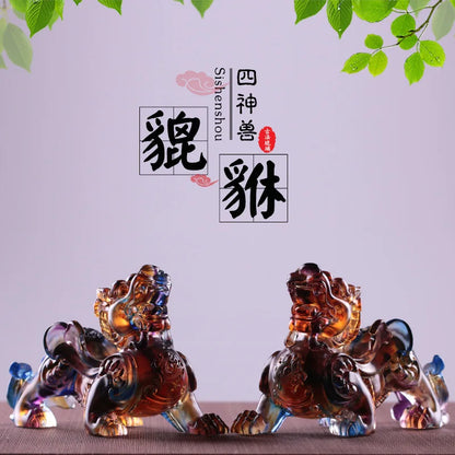 Colored glaze four sacred beasts mythical wild animal brave troops keep away evil spirits ward off evil spirits