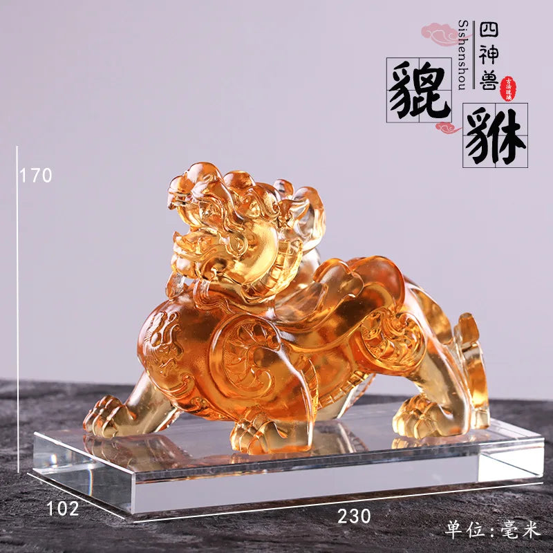 Colored glaze four sacred beasts mythical wild animal brave troops keep away evil spirits ward off evil spirits