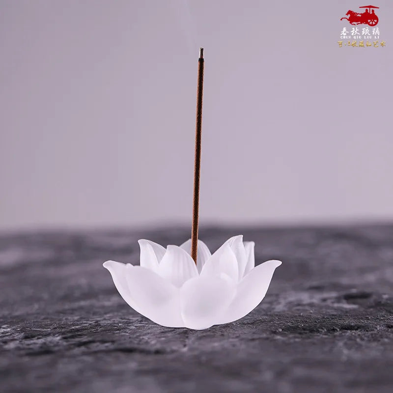 Colored glaze white lotus incense Stove Creative aromatherapy Zen incense burner