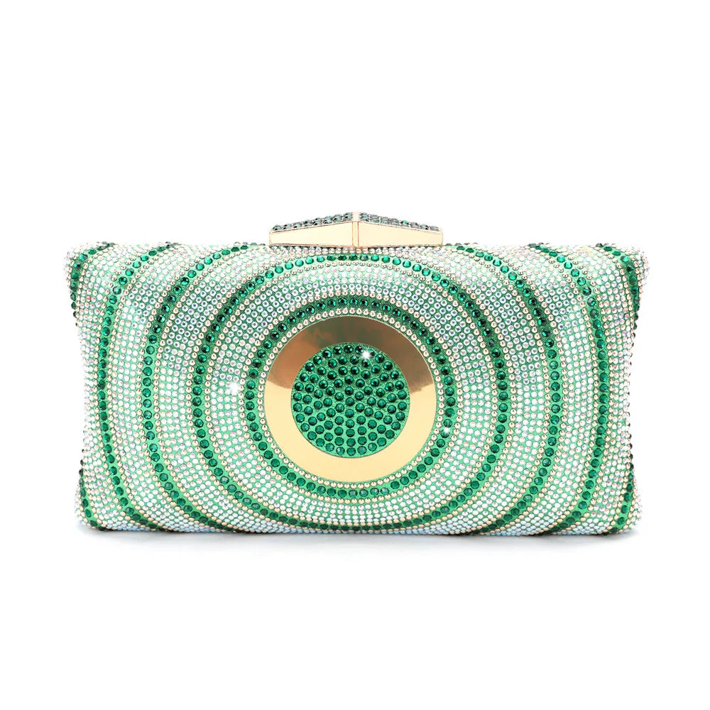 Colorful Circle Pattern Birthday Gift Girl Bags Woman Wedding Bridal Dinner Purse Diamond Evening Bag Crystal Party Prom Handbag