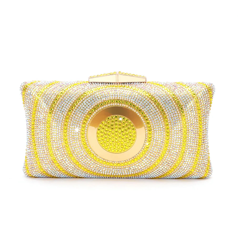 Colorful Circle Pattern Birthday Gift Girl Bags Woman Wedding Bridal Dinner Purse Diamond Evening Bag Crystal Party Prom Handbag